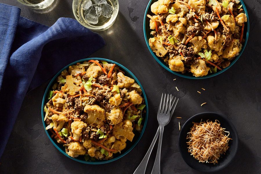 Cashew-lime curry with cauliflower, coconut, and your choice of protein