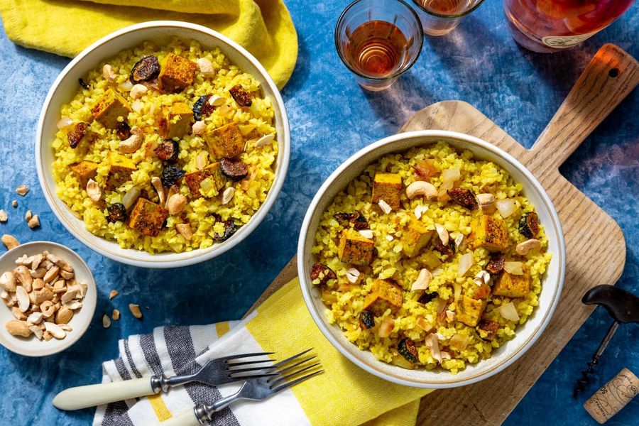 Balinese chicken stir-fry with coconut-turmeric cauliflower “rice”