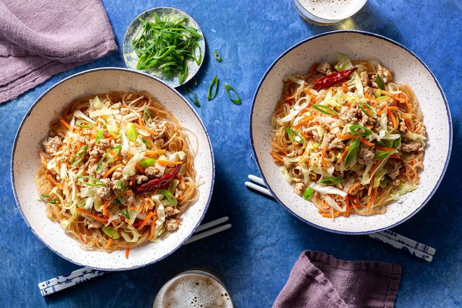 “Ants climbing a tree,” a Sichuan glass–noodle stir-fry