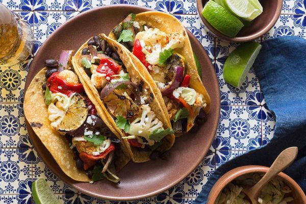 Black bean tacos with pickled cabbage and lime-roasted cauliflower