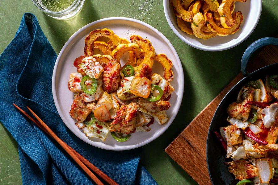 Sweet and spicy stir-fry with delicata squash