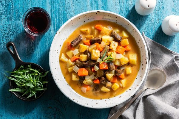Provençal stew with carrots, potatoes, and fresh tarragon
