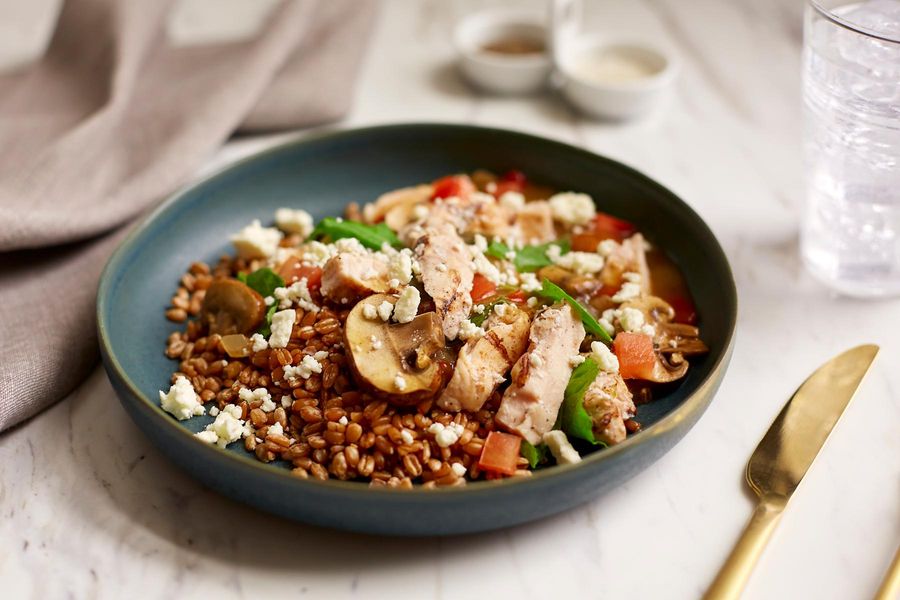 Farro Risotto with Chicken, Kale, and Feta Sunbasket