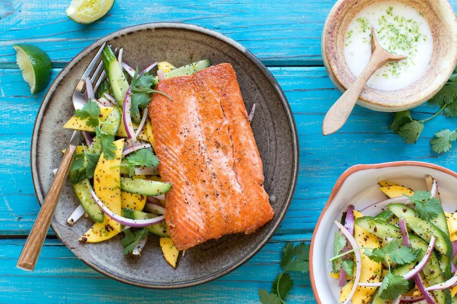 Salmon with mango salsa