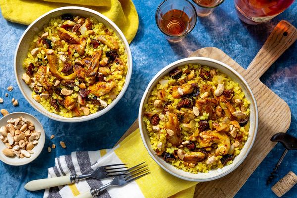Balinese chicken stir-fry with coconut-turmeric cauliflower “rice”