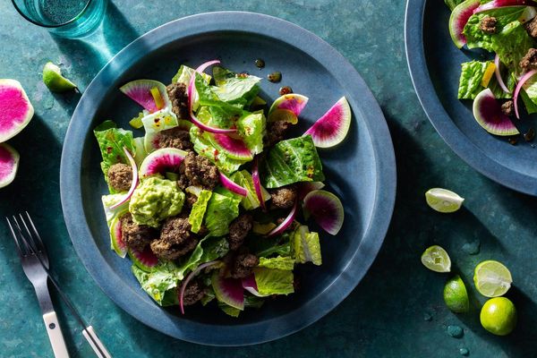 Yucatecan beef salad with honey-lime vinaigrette and guacamole