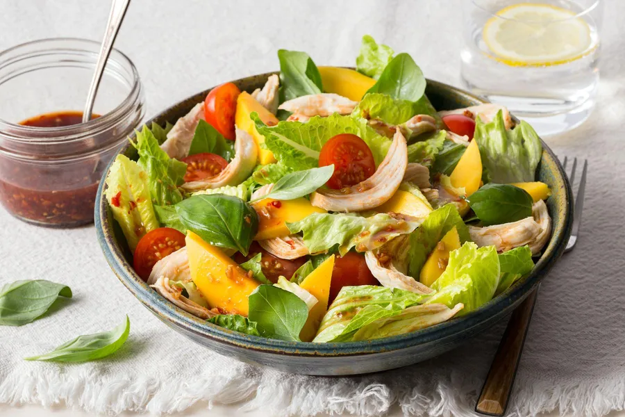 Mango chicken salad with ginger dressing