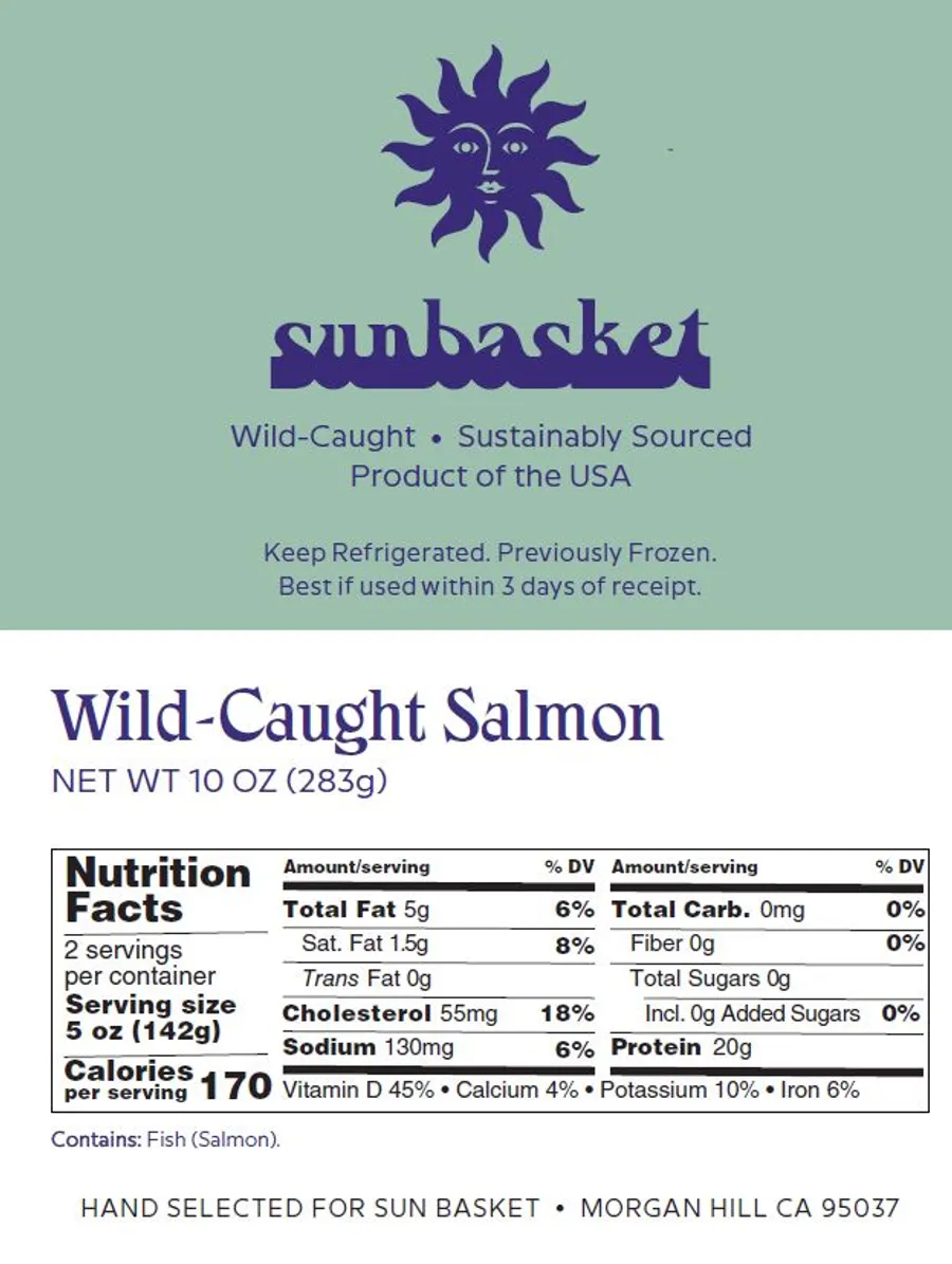Wild Alaskan Skin-on Salmon Fillets (2 count) Nutrition