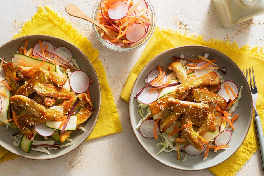 Lemongrass “zoodle” bowls with pickled radishes and carrots