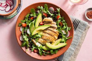 Southwestern chicken salad with black beans and avocado