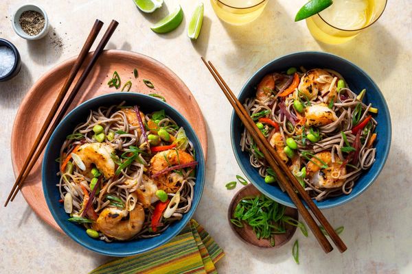 Soba noodle bowls with salt-and-pepper tofu and spicy cashew sauce