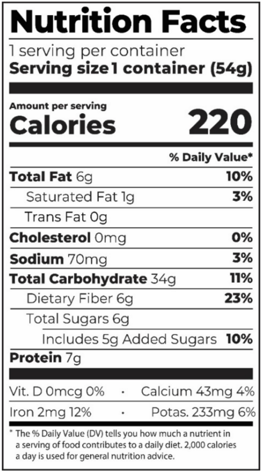 Apple Cinnamon Oatmeal Cup Nutrition