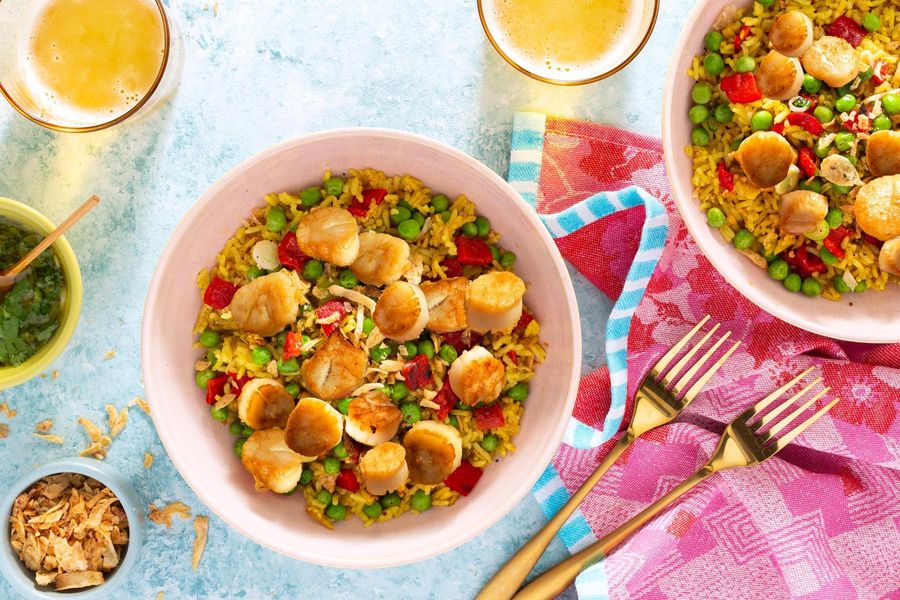 Biryani-style fried rice with ginger chutney