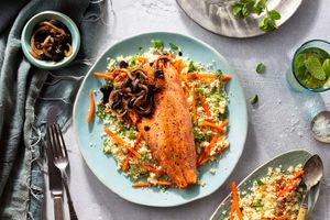 Nowruz sustainably raised trout with tamarind onions and couscous