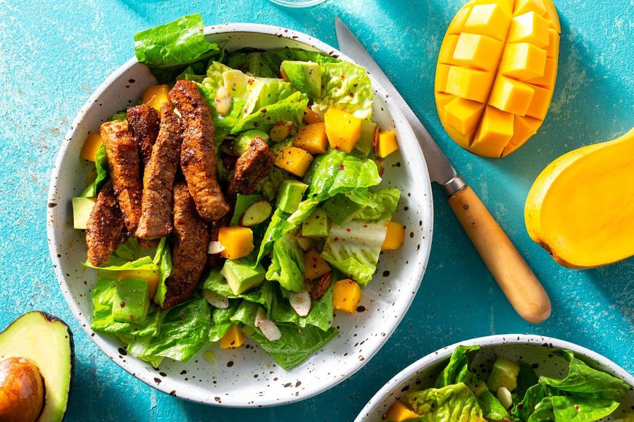 Spicy Jamaican jerk pork with mango-avocado salad