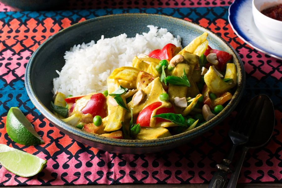 Thai tofu panang curry with jasmine rice