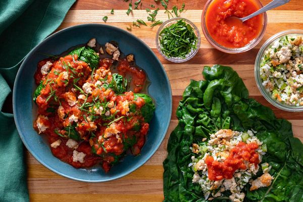 Czech stuffed chard rolls with ground beef and rice