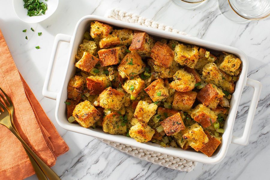 Vegetarian stuffing with celery, shallots, and herbs