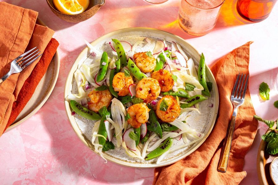 Fennel, snap pea, and radish salad with your choice of protein
