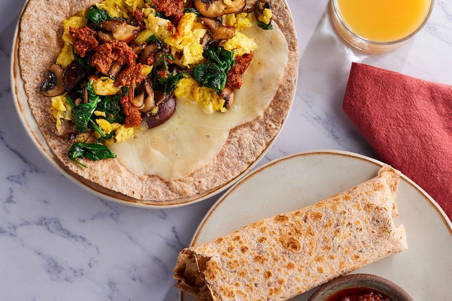 Egg, Spinach, & Mushroom Breakfast Wrap