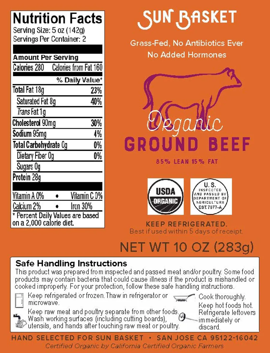 Organic ground beef Nutrition