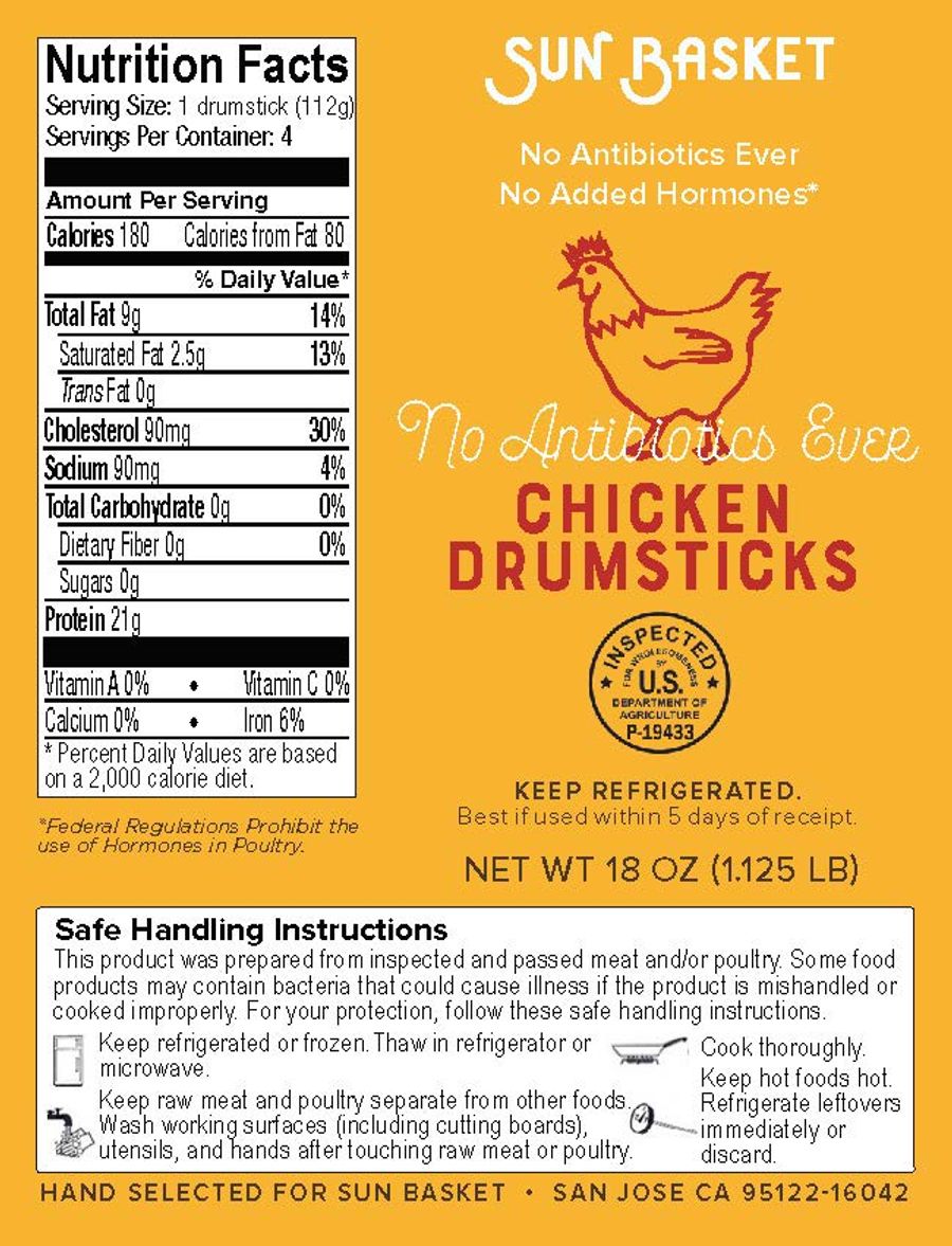 Chicken drumsticks (4 count) Nutrition