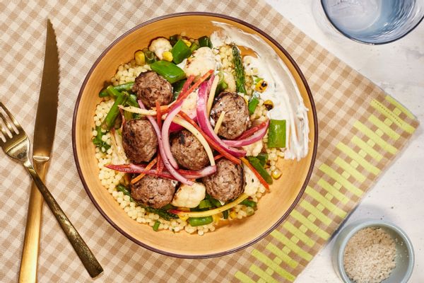 Greek Meatballs with Couscous Salad and Tzatziki
