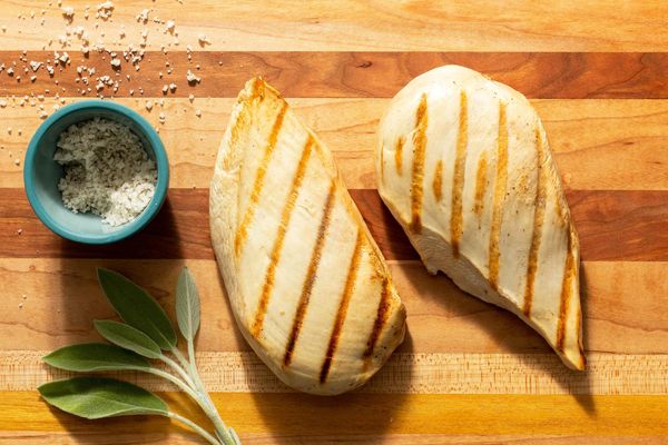 Organic cooked boneless skinless chicken breasts