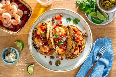 Shrimp Diablo Tacos with Roasted Peppers and Queso Fresco | Sunbasket