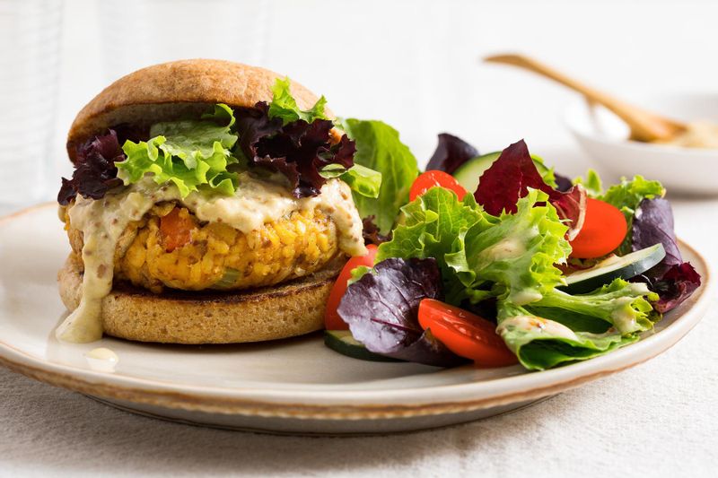 Miso Tempeh Burgers with Garden Salad and Dijon Vinaigrette | Sunbasket