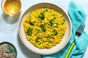 Sweet pea and broccoli risotto