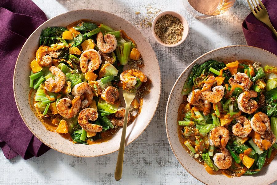 Seared romaine with your choice of protein, orange, and pumpkin seeds