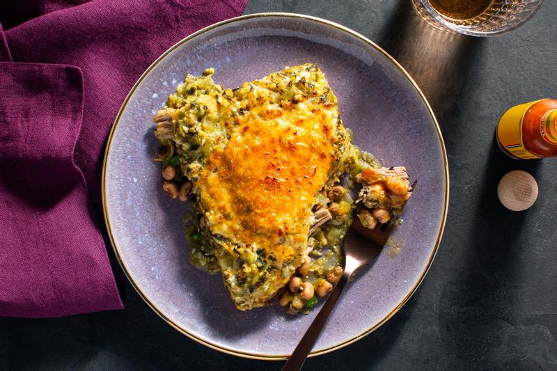 Chile Verde Enchilada Pie With Braised Pork 