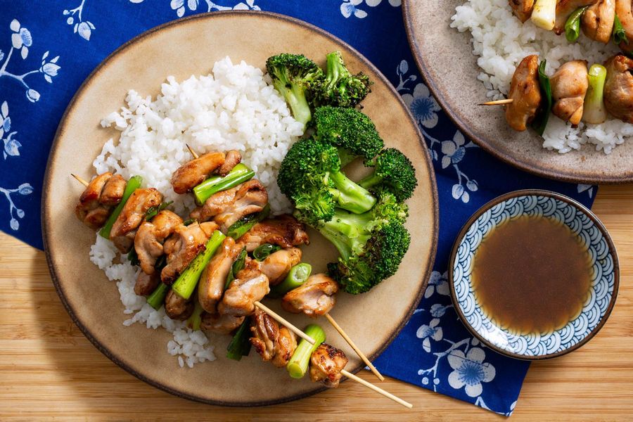 Chicken yakitori with broccoli and rice | Sun Basket
