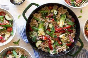 Pasta primavera with summer vegetables