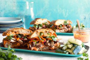Chicken banh mi with smashed cucumbers