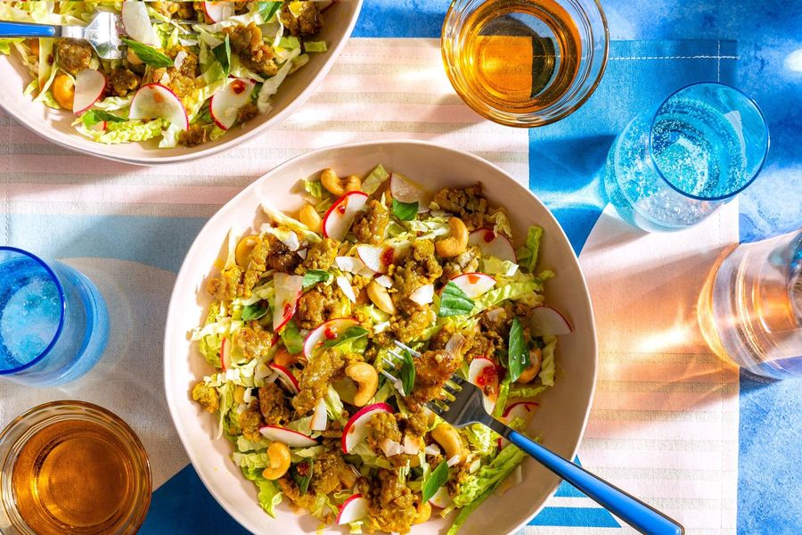 Thai salad with cabbage, basil, and your choice of protein