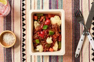 Plant-based sloppy joe bake with sweet potatoes and cauliflower