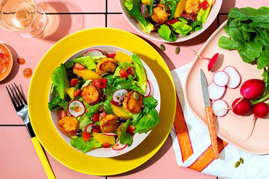 Tex-Mex salad with black beans, radishes, and honey-lime vinaigrette