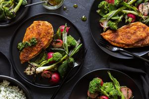 Argentinian chicken with green rice and chimichurri