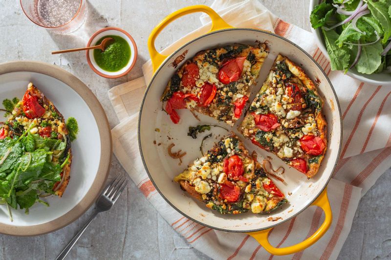 Tomato, Kale, and Goat Cheese Frittata With Basil Pistou | Sunbasket