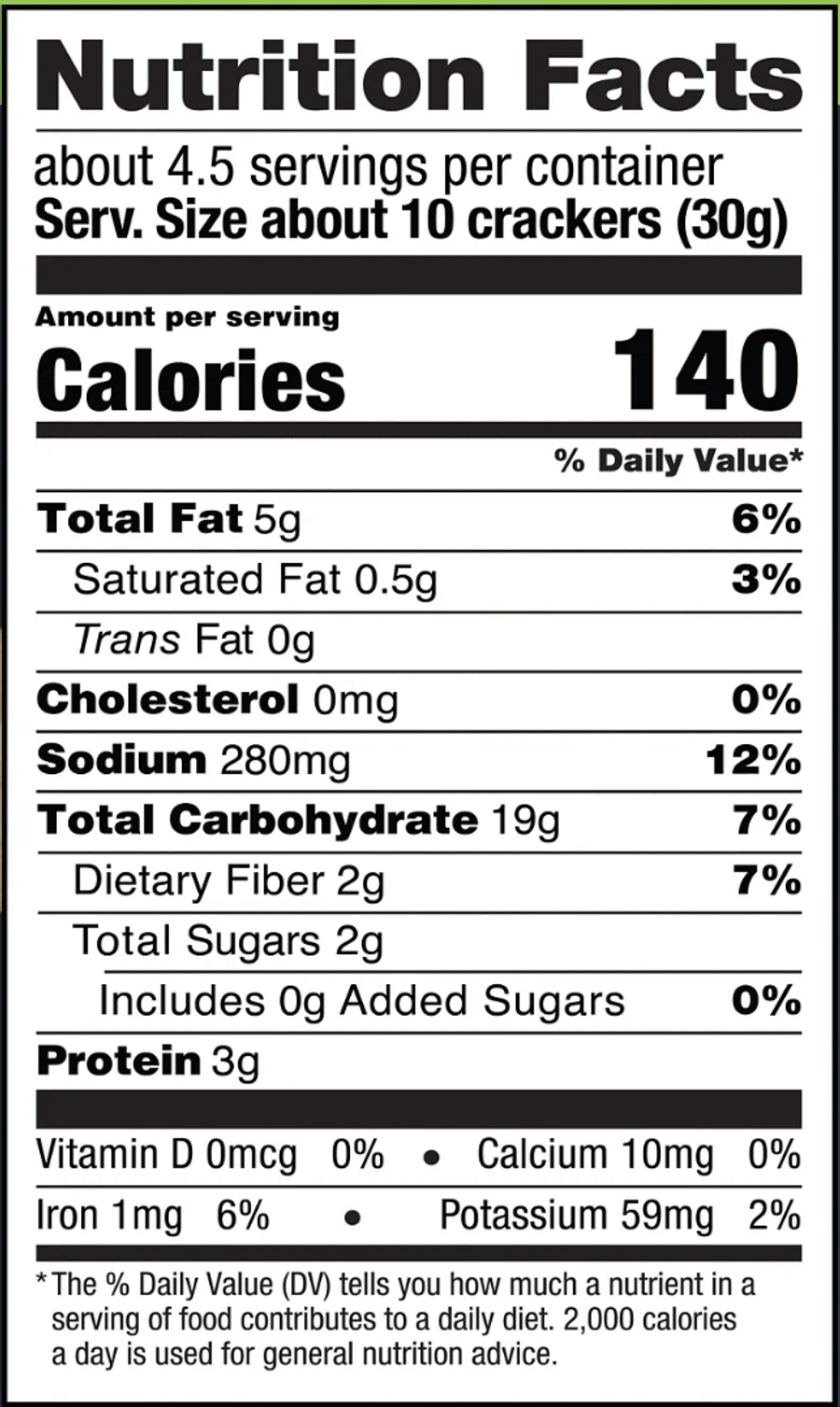 Rosemary Garlic Crackers Nutrition