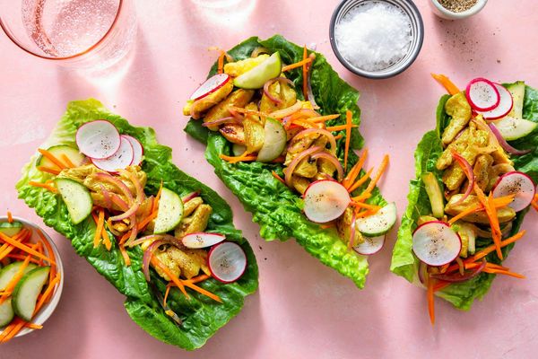 Lemongrass steak lettuce cups with pickled vegetables