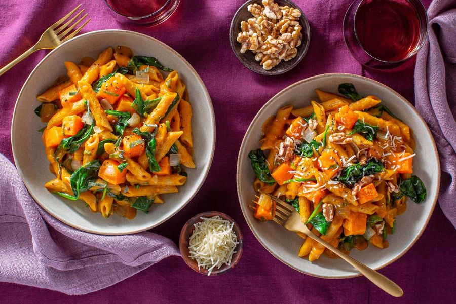 Penne with butternut squash, pumpkin, and fresh sage
