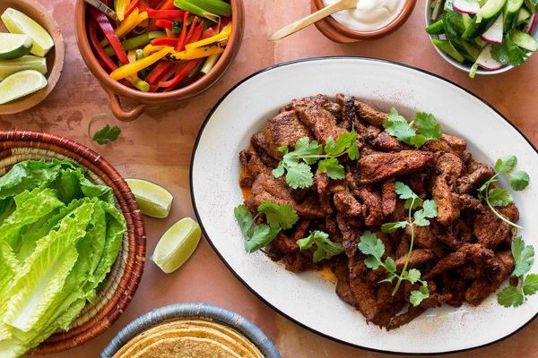 Steak fajitas with cucumber-radish salsa