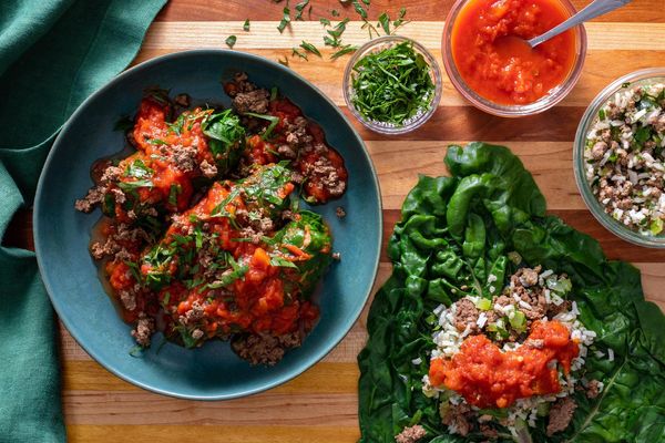 Czech stuffed chard rolls with ground beef and rice