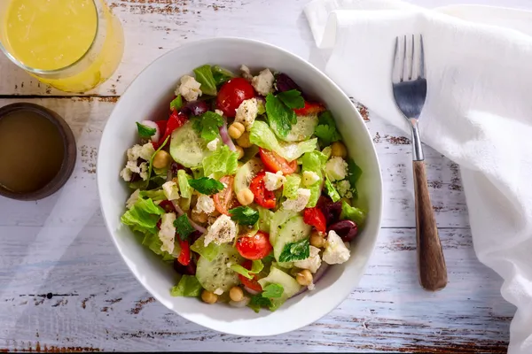 Mediterranean Chopped Salad with Feta Cheese and Olives