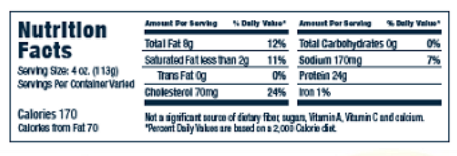Cook-In-Bag Turkey Breast Roast (Serves 6–8) Nutrition