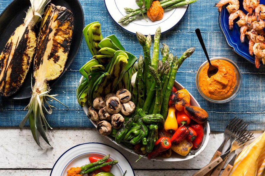 Grilled Summer Vegetables And Romesco Sauce