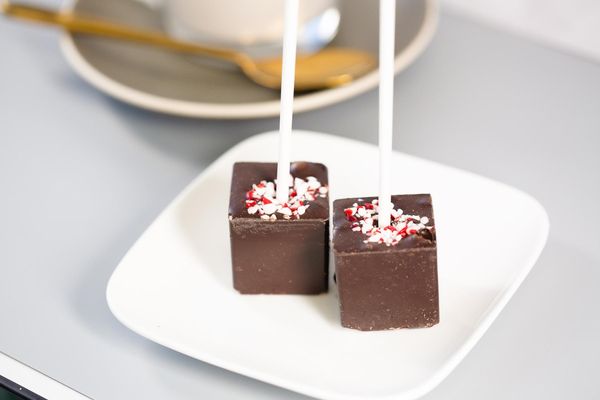 Peppermint dark chocolate cocoa stirrer